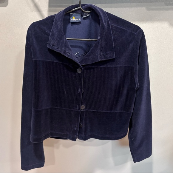 Vintage Lizsport Navy Corduroy Cropped Jacket - Picture 4 of 5